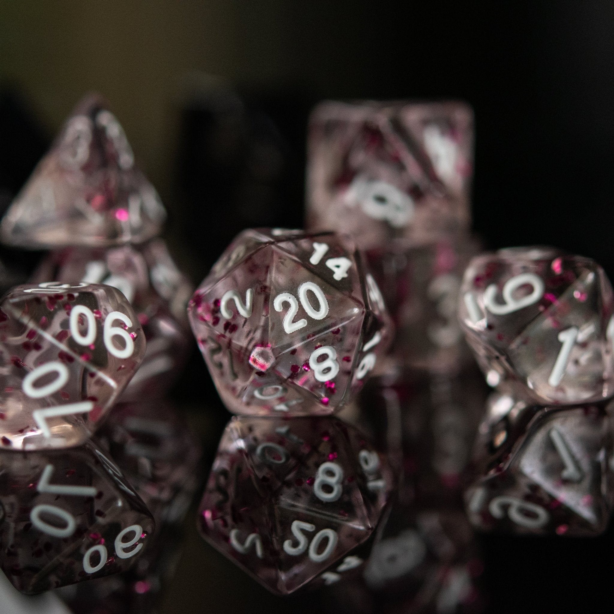 Think Pink Acrylic Dice Set - Misty Mountain Gaming - 3