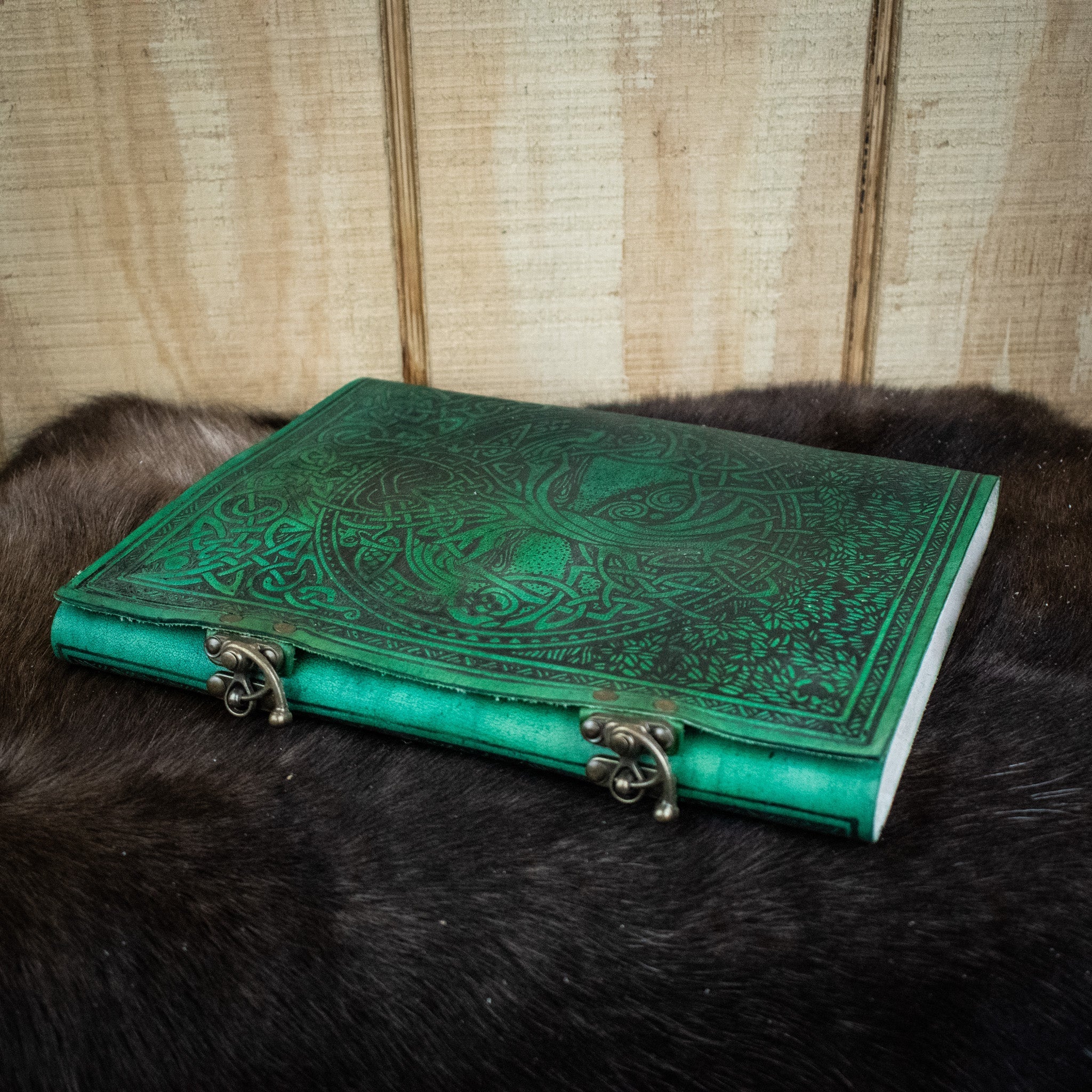 "Tree of Life" Green Leather Sketchbook - Misty Mountain Gaming - 3