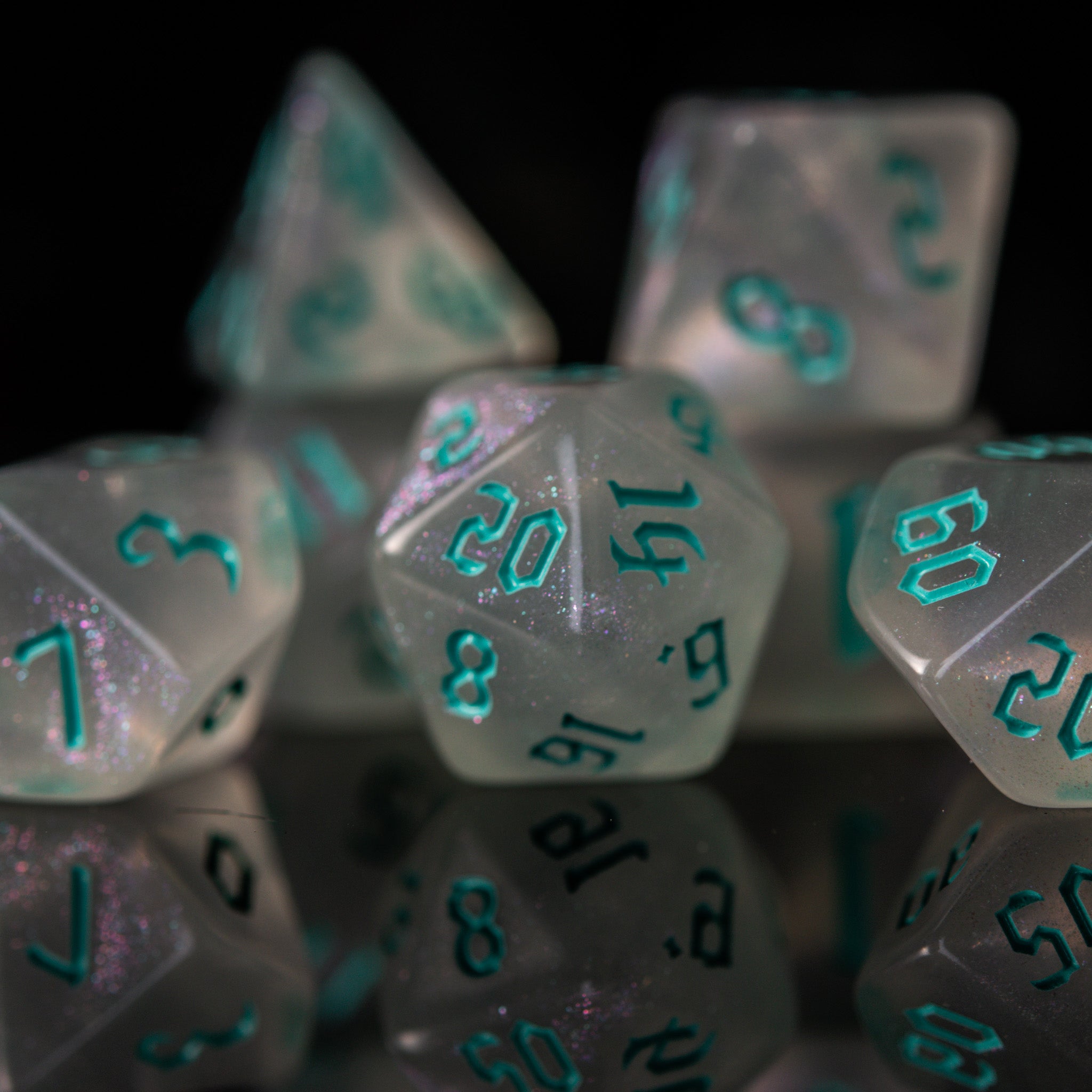 Unicorn Tears (Aqua) Acrylic Dice Set - Misty Mountain Gaming - 2