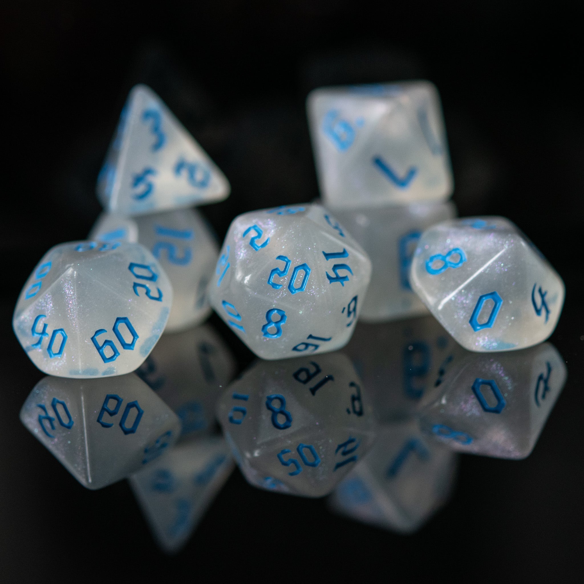 Unicorn Tears (Blue) Acrylic Dice Set - Misty Mountain Gaming - 1