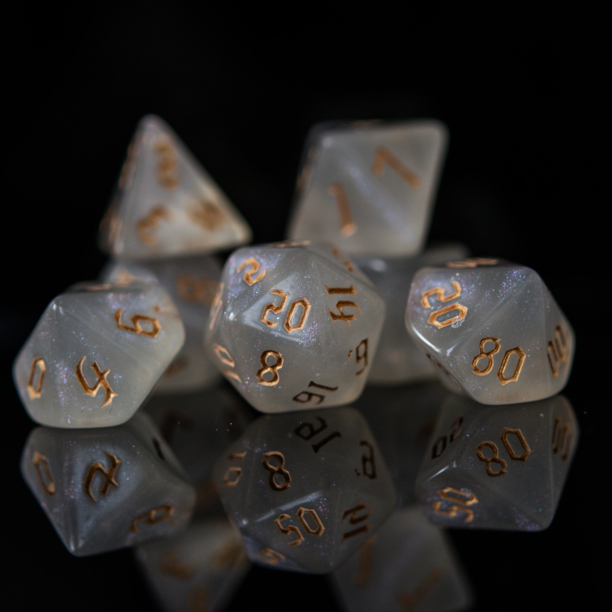 Unicorn Tears (Gold) Acrylic Dice Set - Misty Mountain Gaming - 2