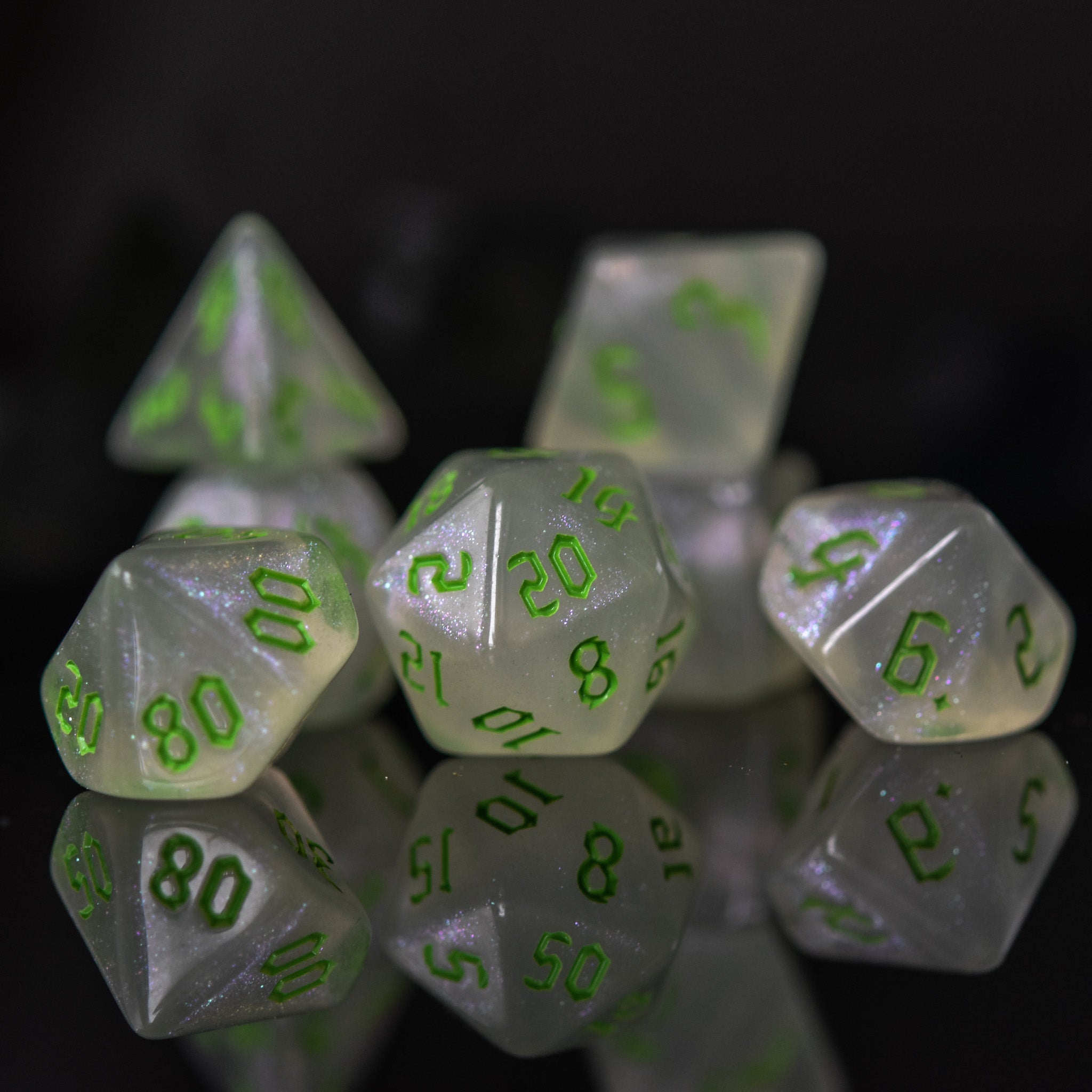 Unicorn Tears (Green) Acrylic Dice Set - Misty Mountain Gaming - 1