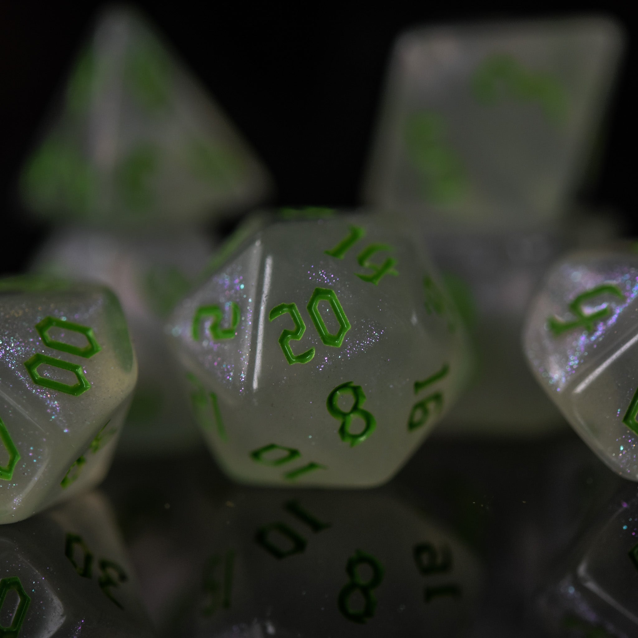 Unicorn Tears (Green) Acrylic Dice Set - Misty Mountain Gaming - 4