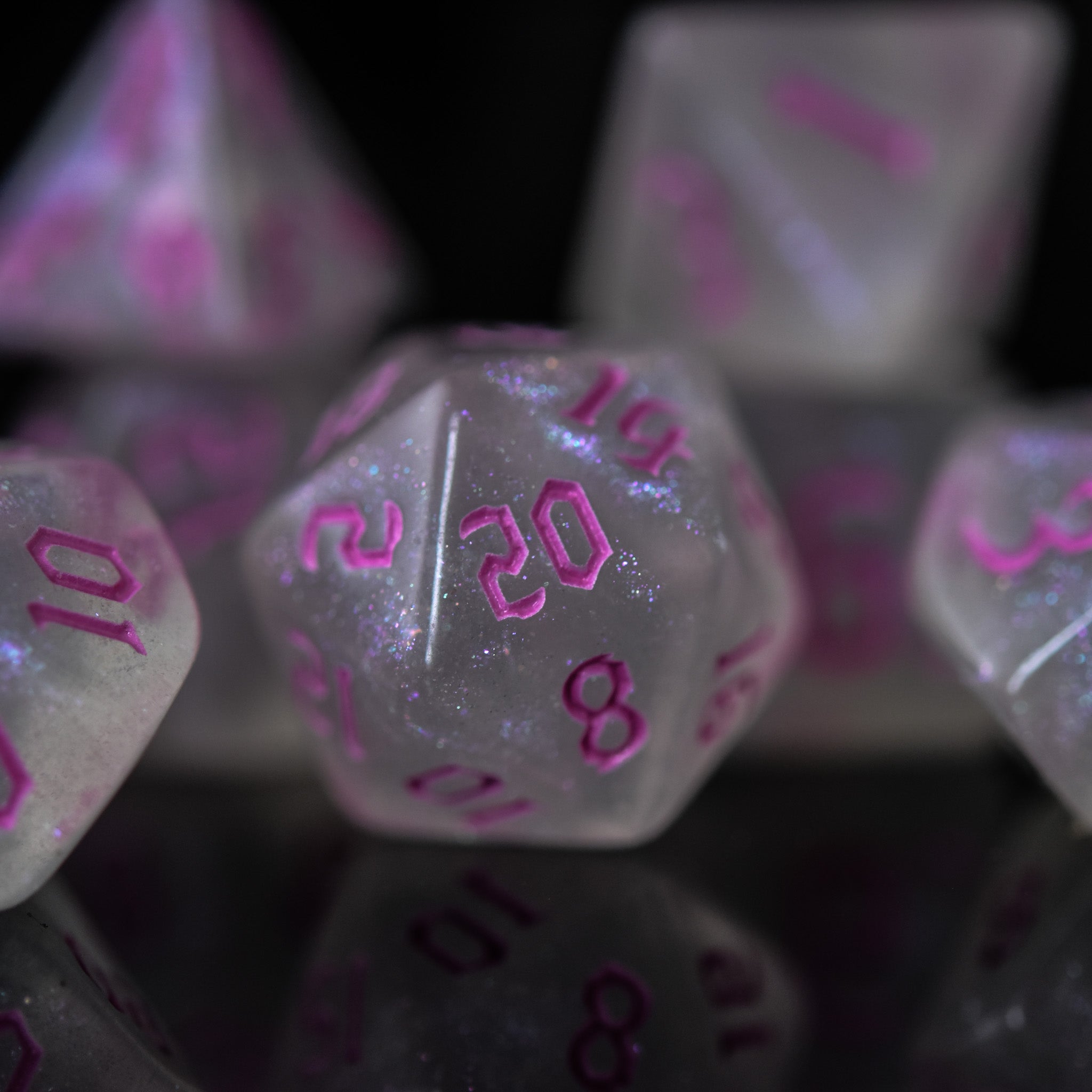 Unicorn Tears (Pink) Acrylic Dice Set - Misty Mountain Gaming - 2