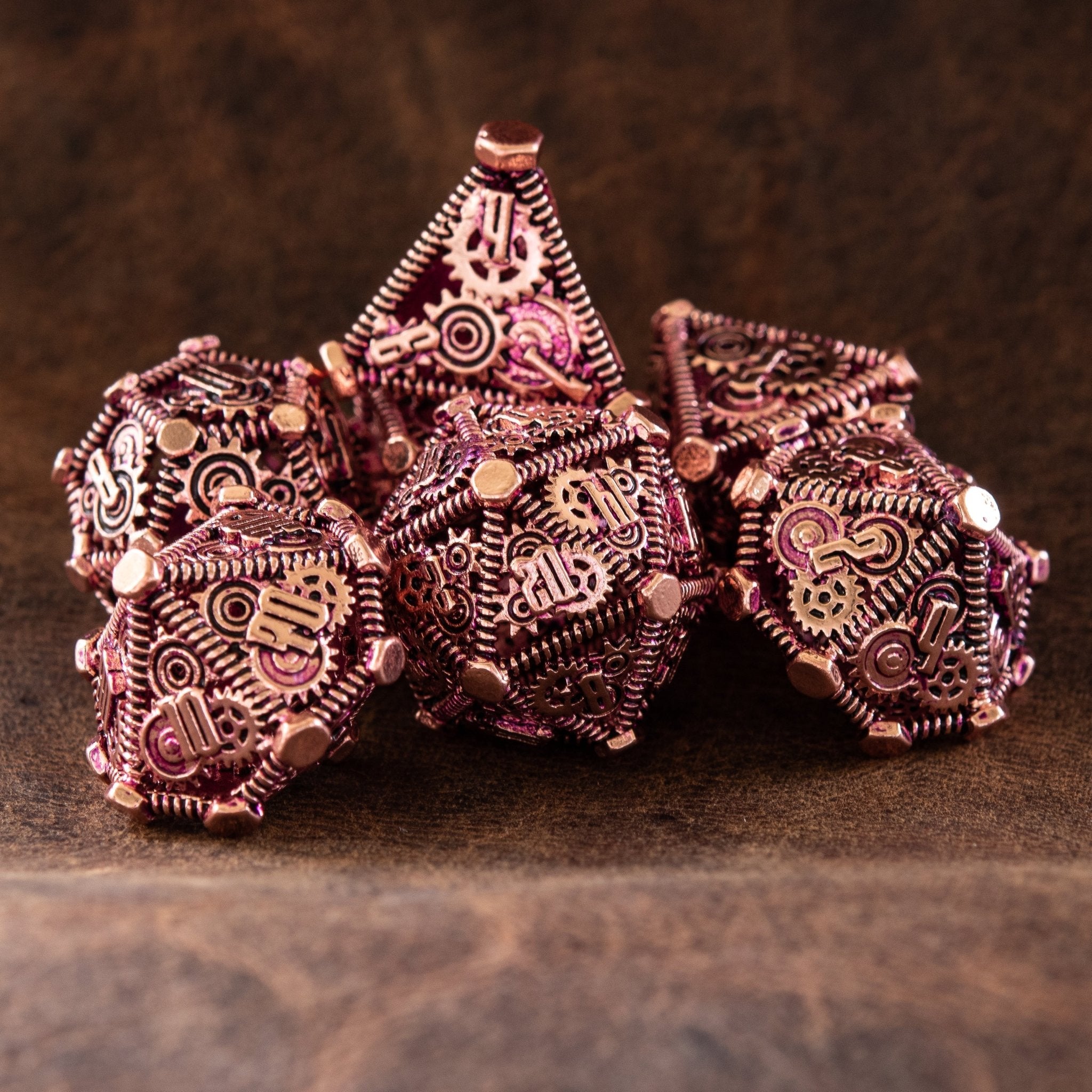 Weird West Wasteland Hollow Metal Dice Set - Purple and Bronze - Misty Mountain Gaming - 1