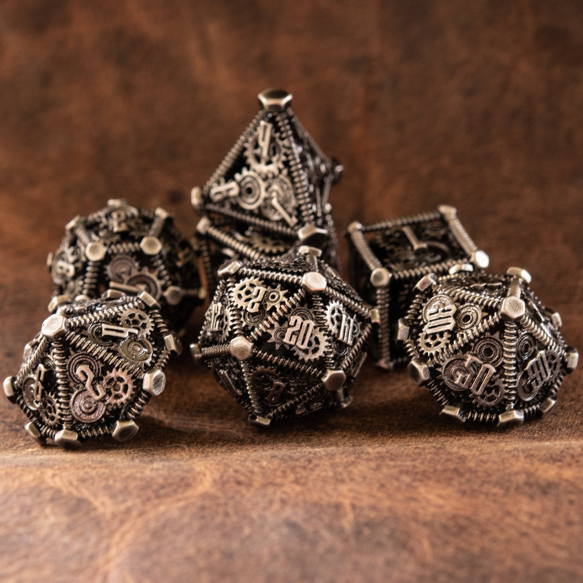 Weird West Wasteland Hollow Metal Dice Set - Silver - Misty Mountain Gaming - 1