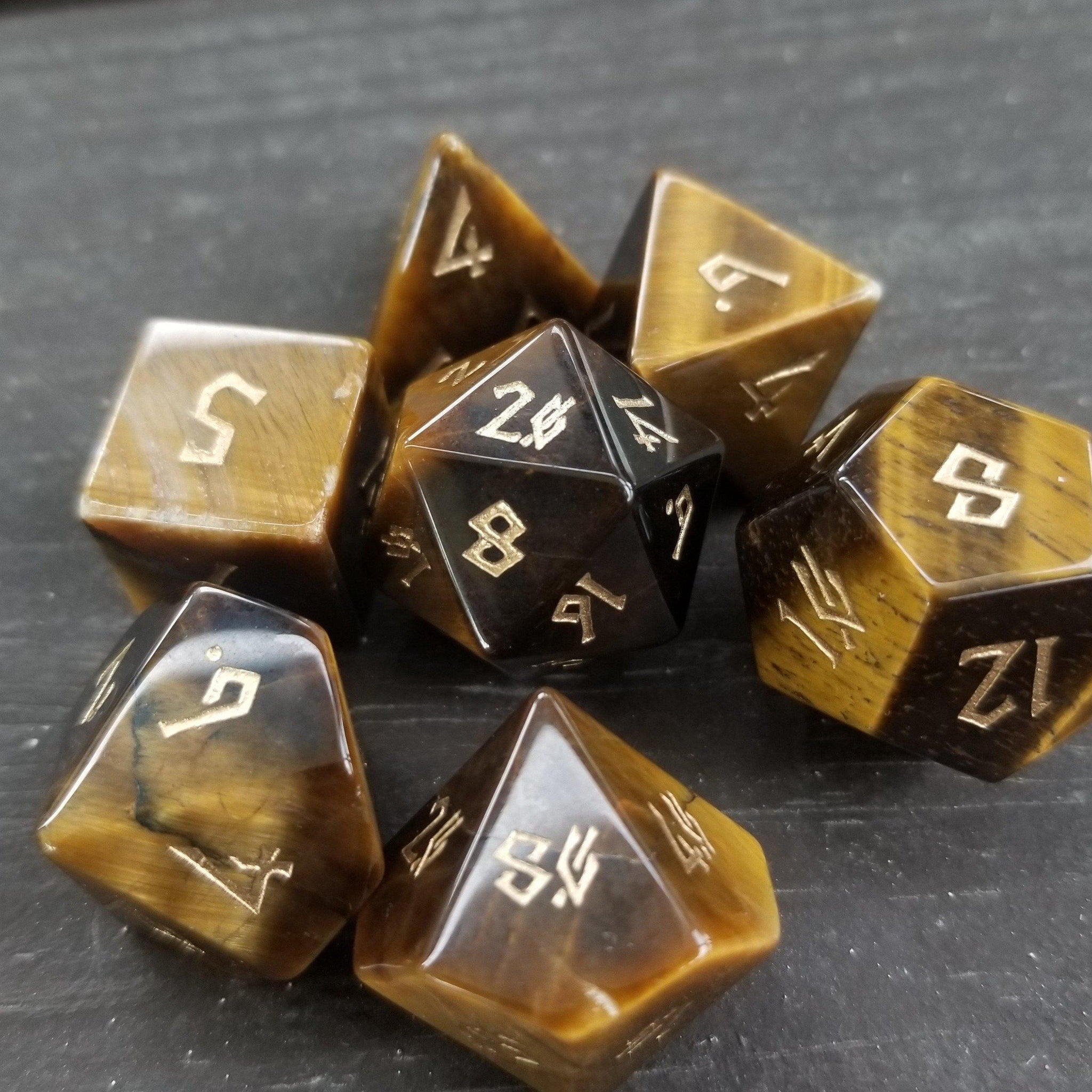 Yellow Tiger's Eye Stone Dice - Misty Mountain Gaming - 2