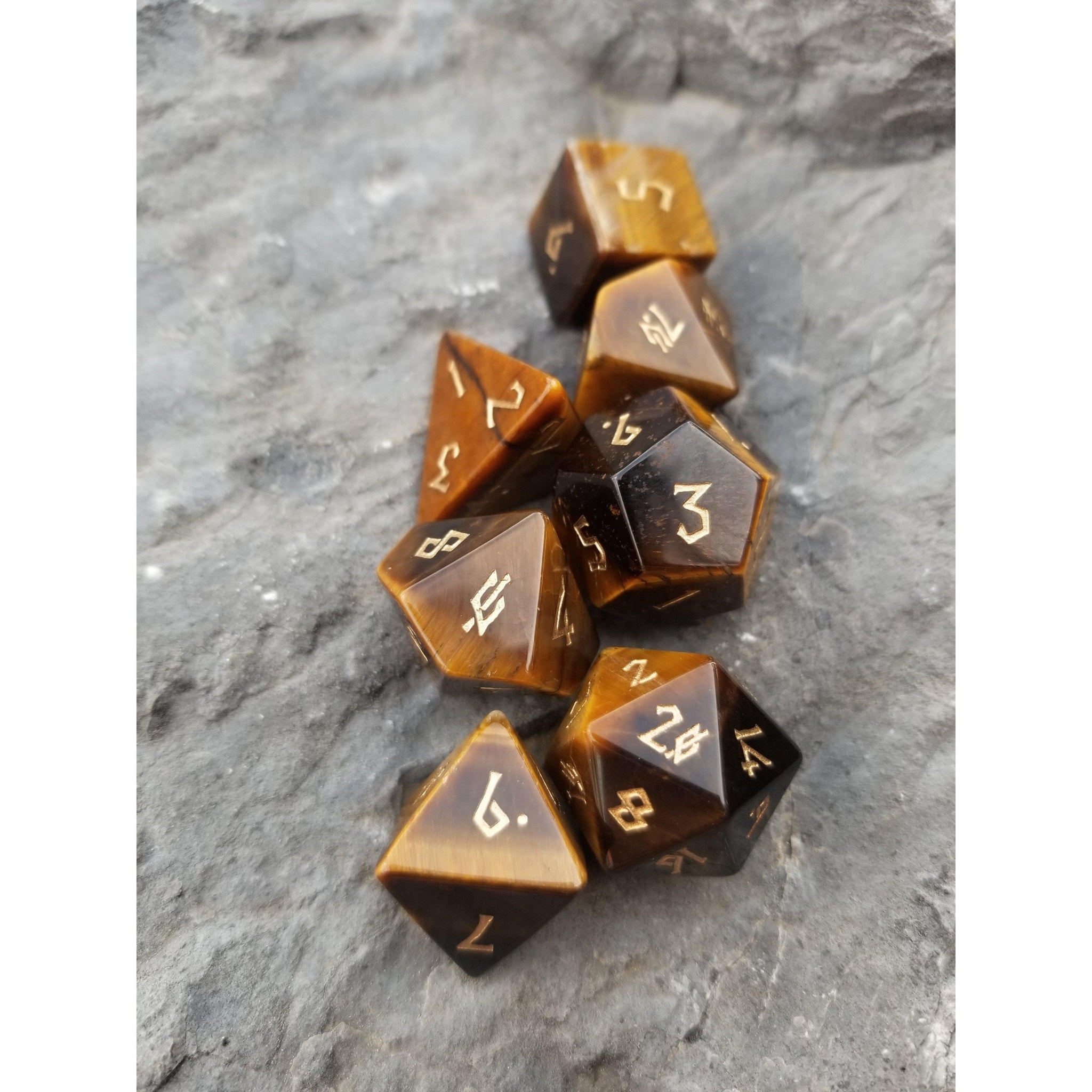 Yellow Tiger's Eye Stone Dice - Misty Mountain Gaming - 3