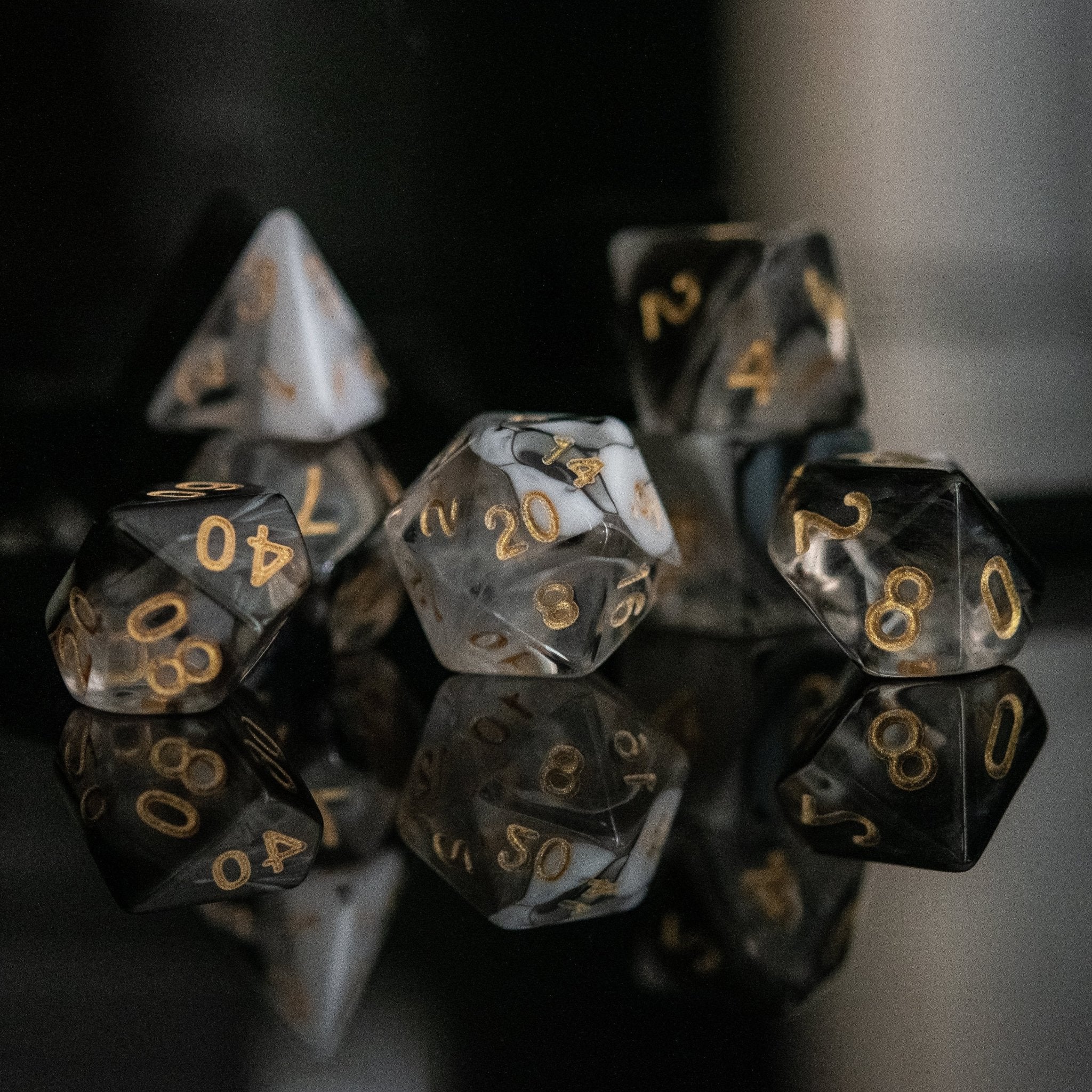 Yin and Yang Acrylic Dice Set - Misty Mountain Gaming - 3