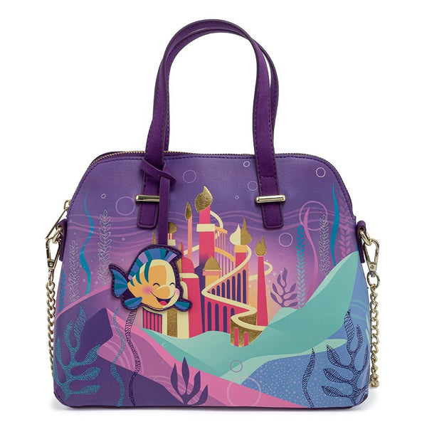 Hand Painted Leather Crossbody Bag Bag With Disney Castle 