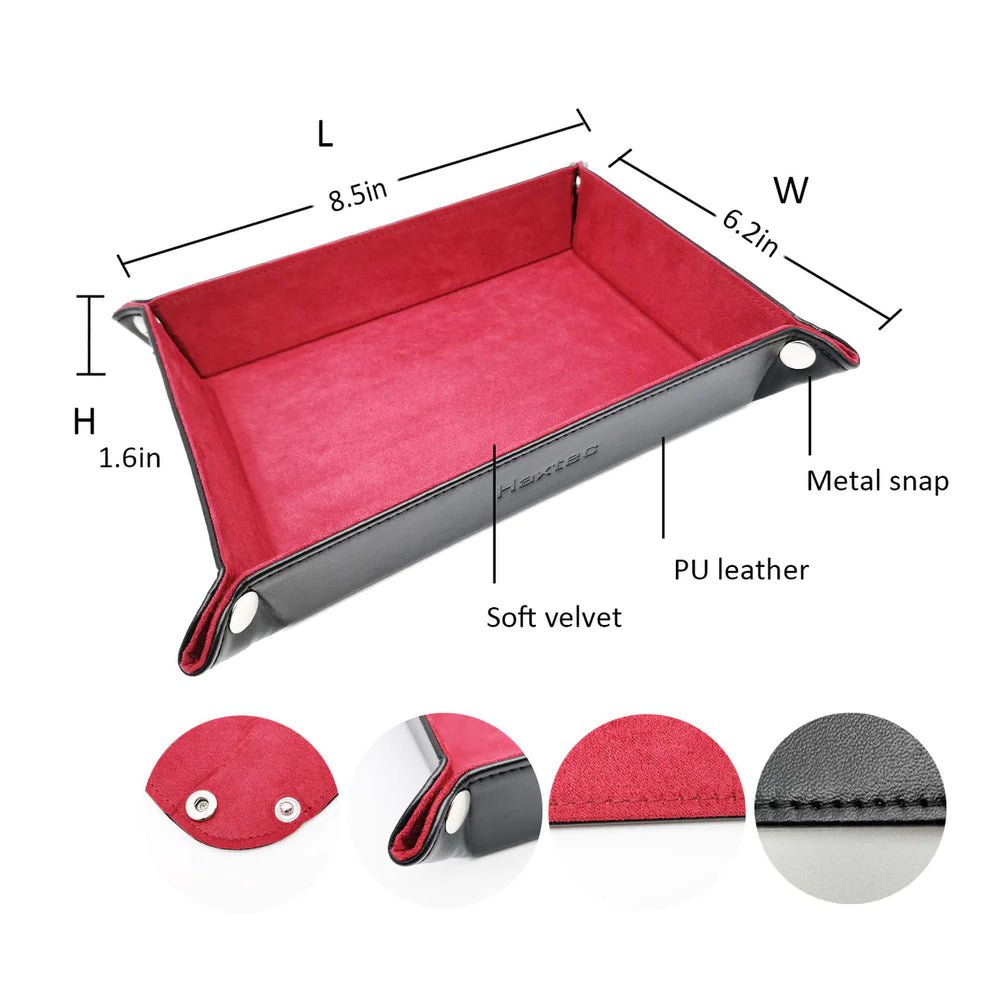 Foldable Dice Tray Dice Set - Red - Haxtec - 2