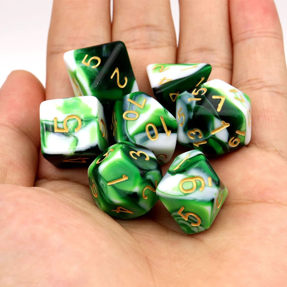 Gemini Dice Set - Green White - Haxtec - 4