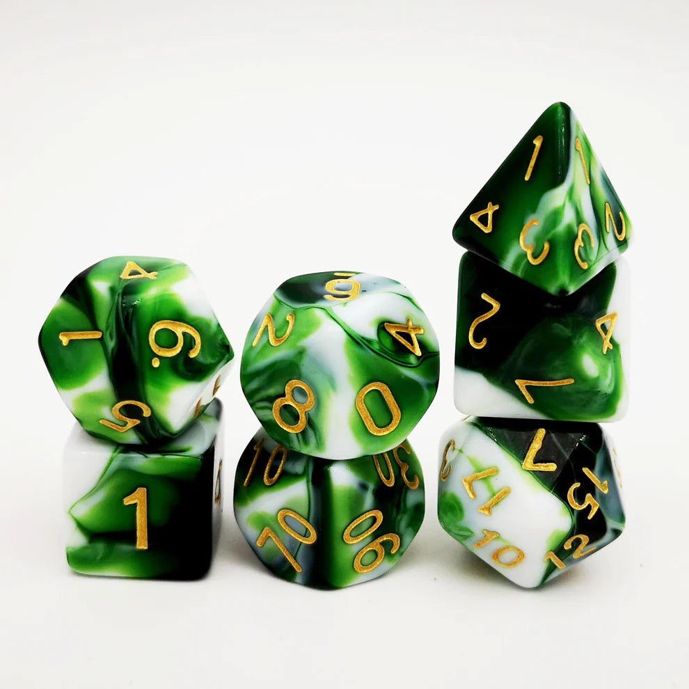 Gemini Dice Set - Green White - Haxtec - 3