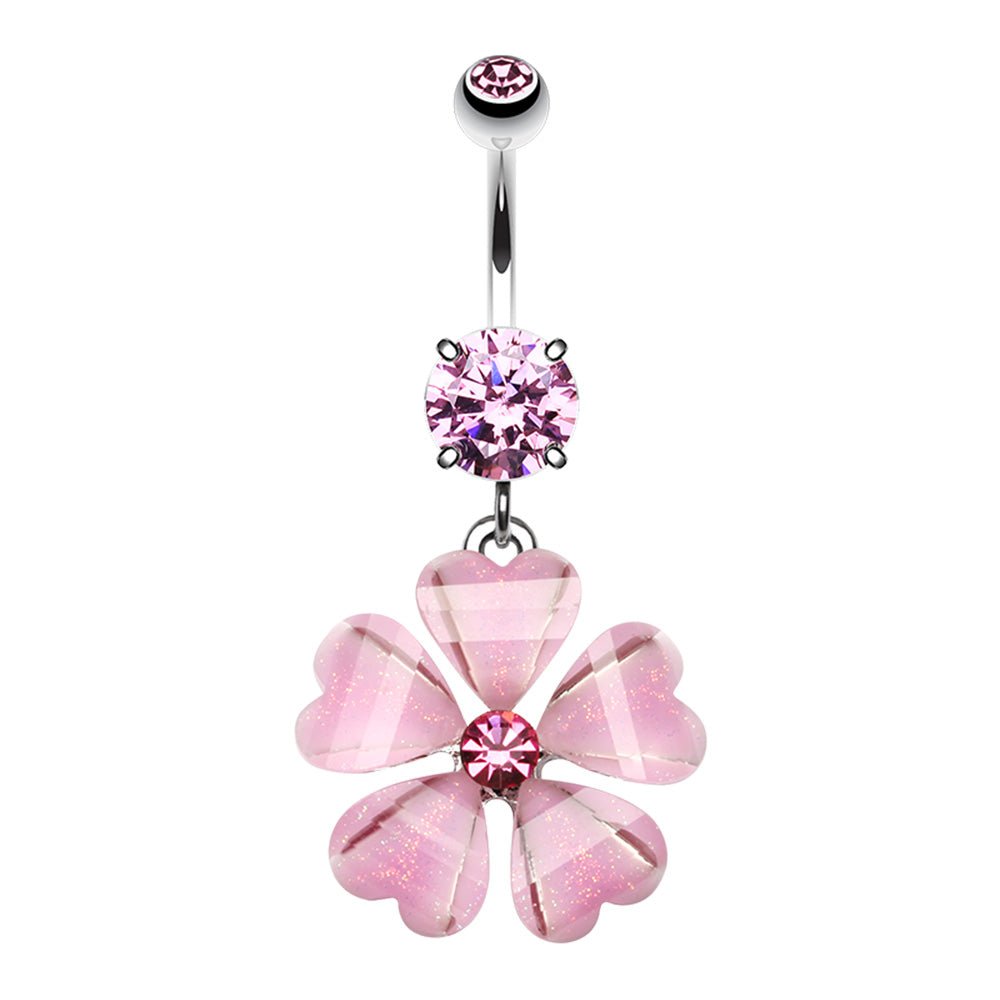 Sakura Heart Pink Petal Belly Button Ring - Halftone - 1