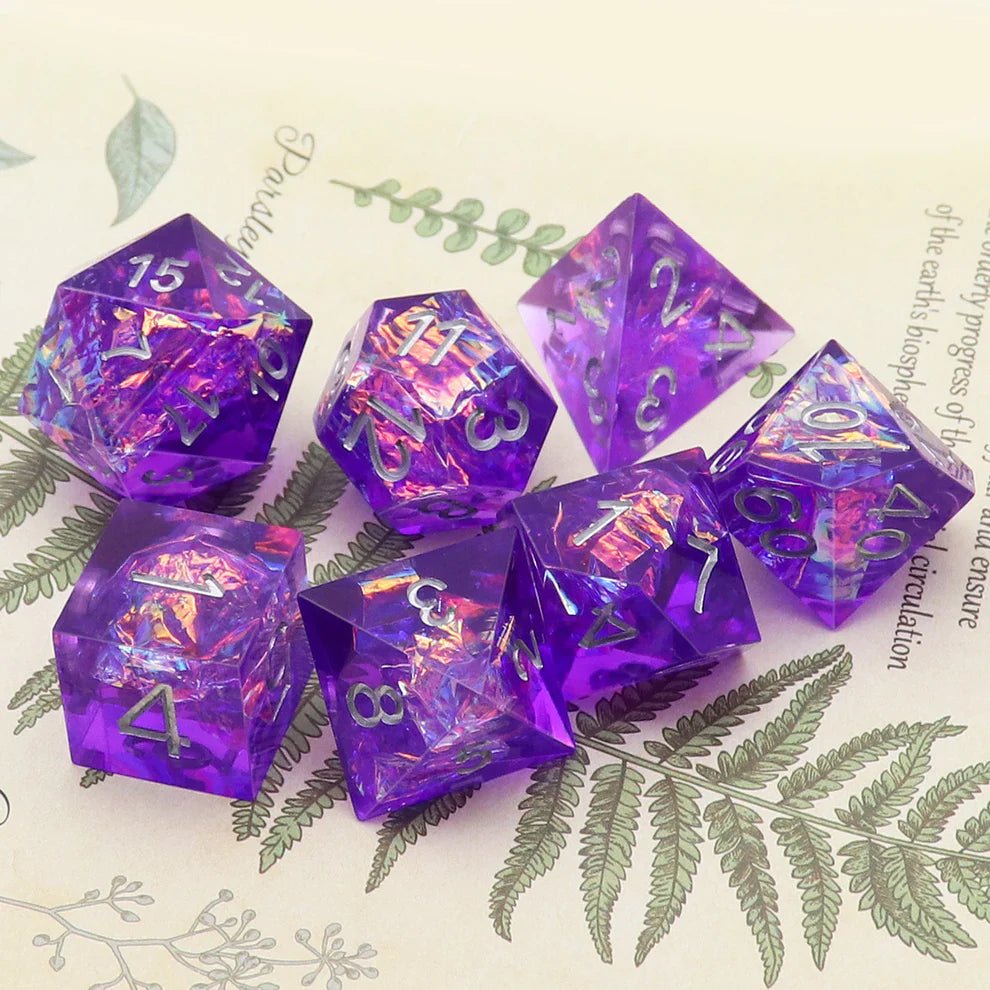 Sharp Edge: Violet Galaxy Dice Set - Haxtec - 5