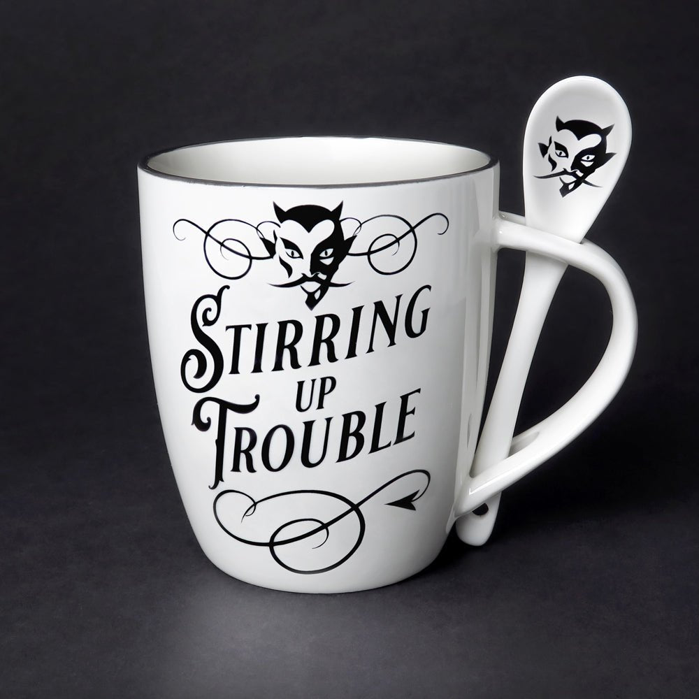 Stiring Up Trouble Mug Tea Cup and Spoon - Alchemy of England - 1